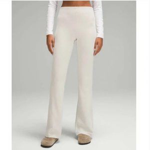 Lululemon NWT Brushed Softstreme Ribbed Zip Flared Pant 32.5" White Opal Bone